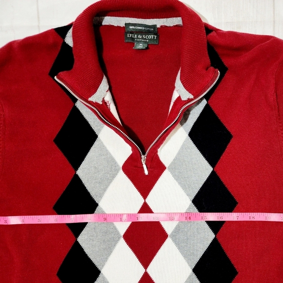 Lyle & Scott Argyle Diamond Mens XL Sweater - Picture 6 of 7